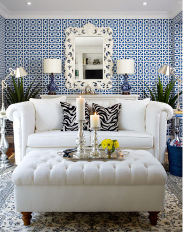 White And Blue Living Room
